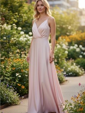 ALFRED SUNG Dusty Rose Satin-Look Dress
